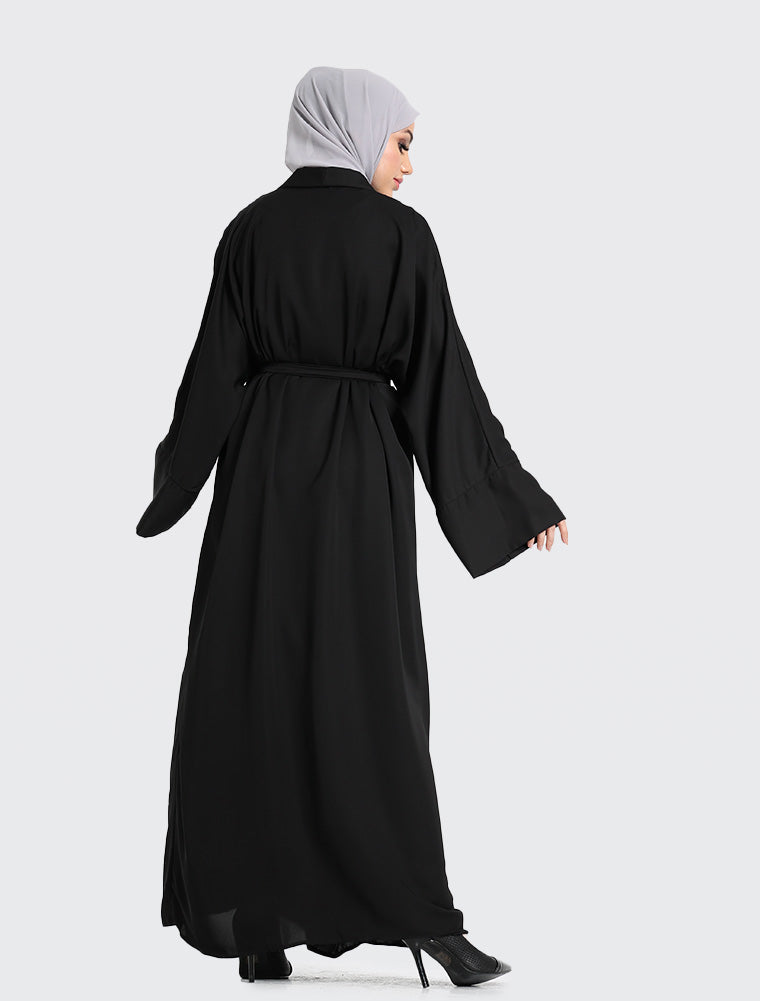 Simple Black Abaya Dress For Women 2 Piece Set Uniquewallart Abaya For Women Back Side