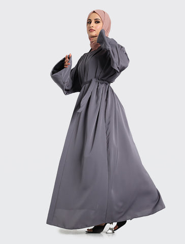 Simple Grey Abaya Dress For Women - 2 Piece Set Uniquewallart Abaya for Women Back Side