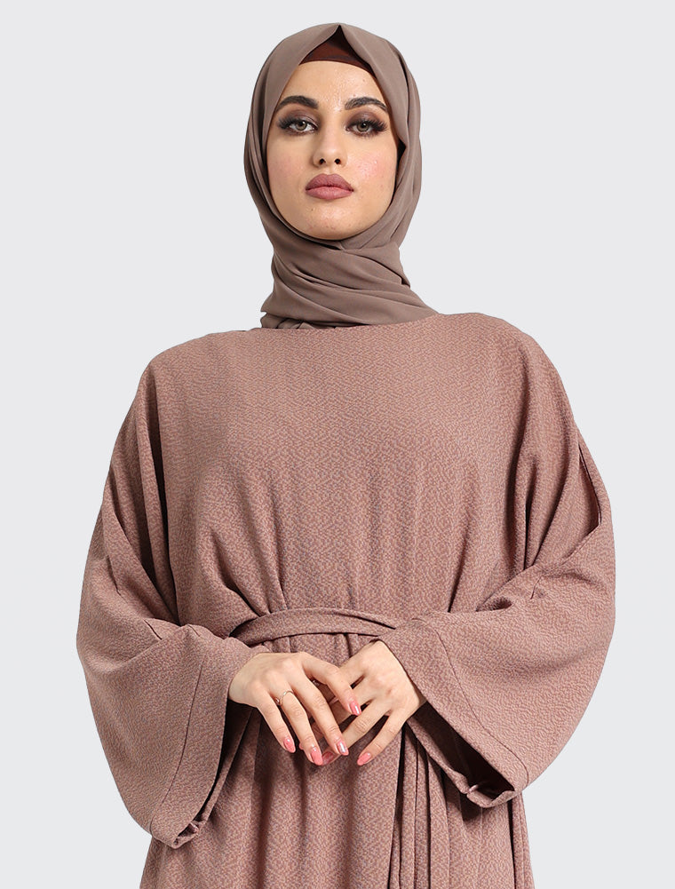 Winter Abaya Mochas by Uniquewallart Abaya for Women, Front Side Close-Up