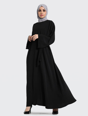 Winter Abaya Muslim Women Cothing Black by Uniquewallart Abaya for Women, Front Side View