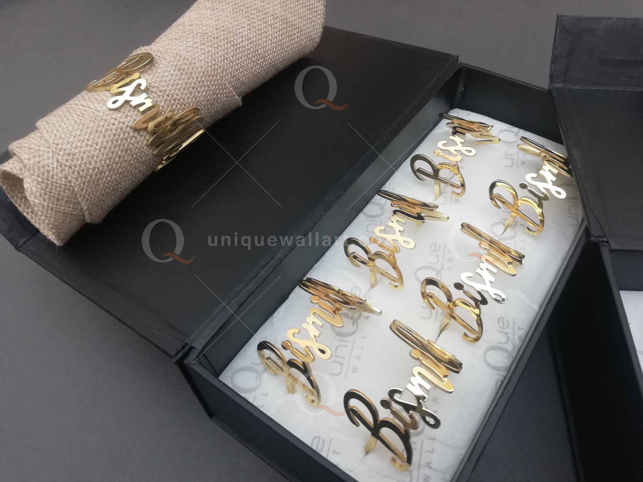 Bismillah Napkin Rings Set of 6 - Gold Napkin Rings